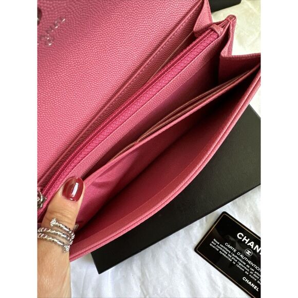 CHANEL Pink Caviar Leather Flap Wallet W/box - Picture 13 of 16